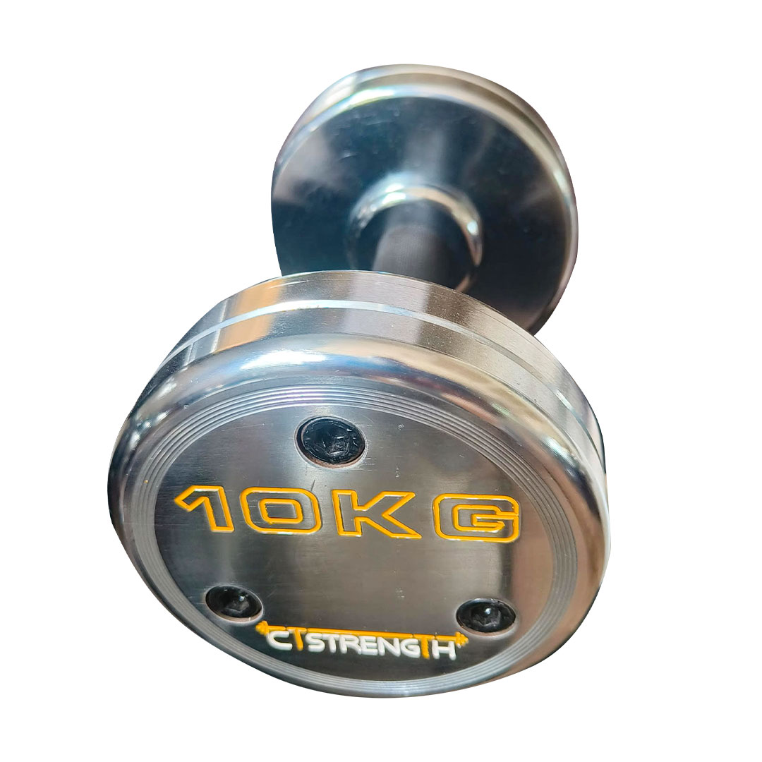 3-Bolt Multiplate Powder-Coated Steel Dumbbells with Chrome-Plated Handle